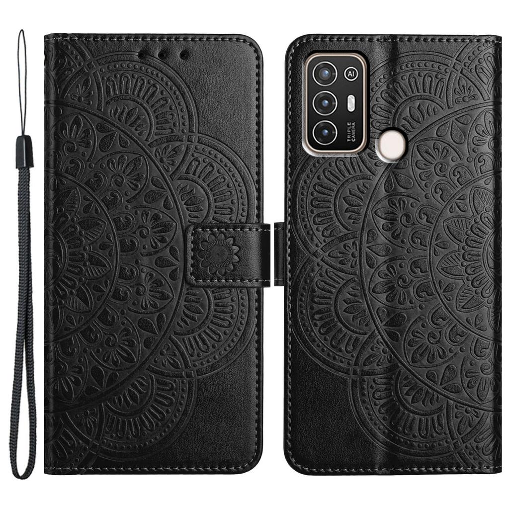 ZTE Blade A52 Tok Mandala Virág Bőr Flip Tok Pénztárcával és Állvánnyal