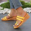 Fashion Comfortable Women's Contrast Color Wedge Sandals Casual Open Toe Summer Shoes Women Lightweight Non Slip Beach Sandalias Mujer