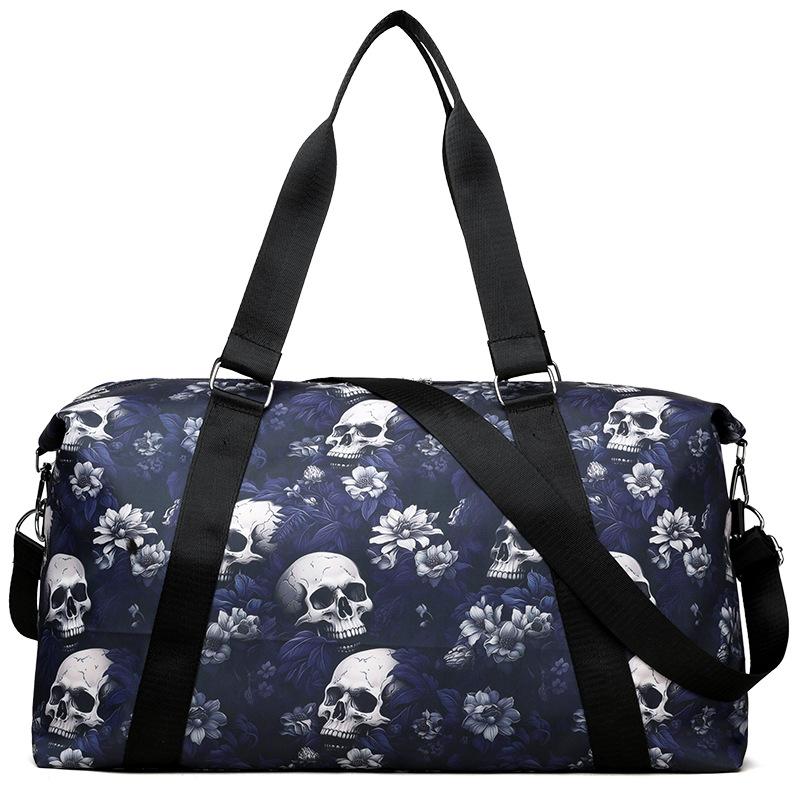 Skull Printed Large Capacity Luggage Tote - Short Trip Multifunctional Shoulder Crossbody Storage Bag