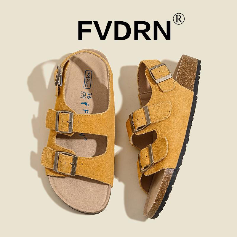 

All leather~ muffin platform women s new Velcro retro shoes sandals 35 жовтий