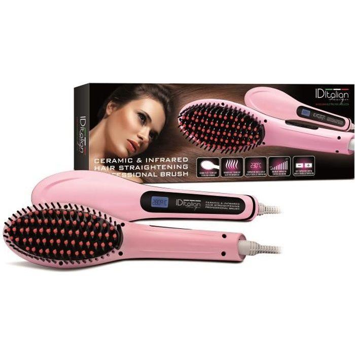 Brosse Lissante Céramique Infrarouge 50W - Italian Design - Rose - Femme