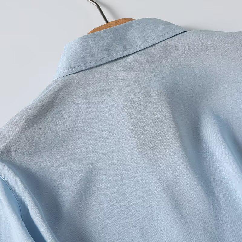 2025 Spring Women's Versatile Solid Color Single-Breasted Lapel Long-Sleeve Casual Commuter Shirt