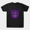 Męska Czarna Koszulka z Nadrukiem Logo Decepticonów Retro Nadruk na Papierze Transferowym Bez Cięcia Bawełniana Koszulka