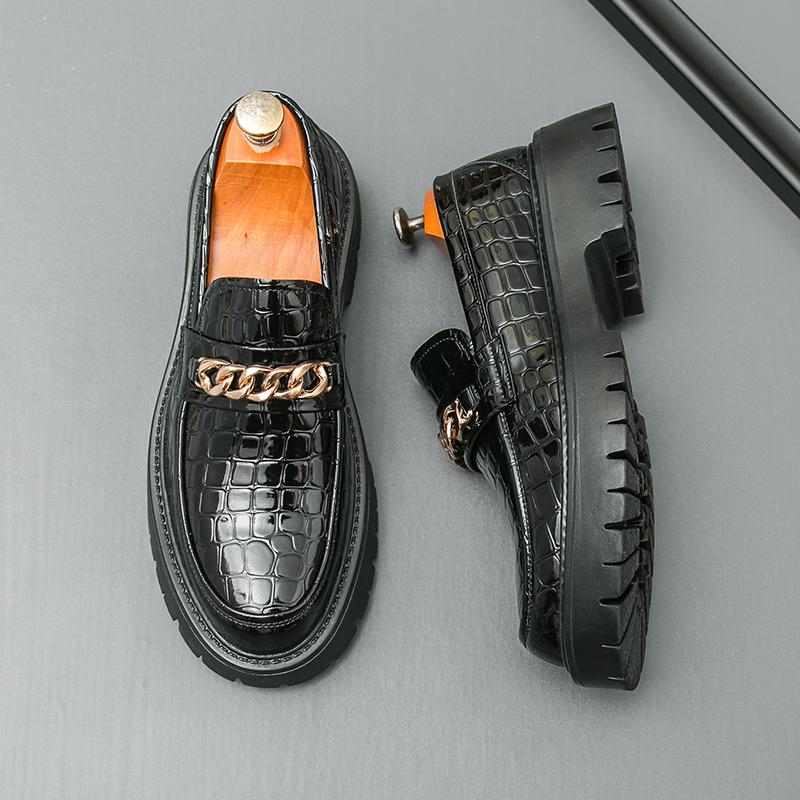 Classic Green Men'S Comfortable And Non Slip Thick Soled Casual Leather Shoes Fashionable Brand Set Foot Breathable Derby Shoes