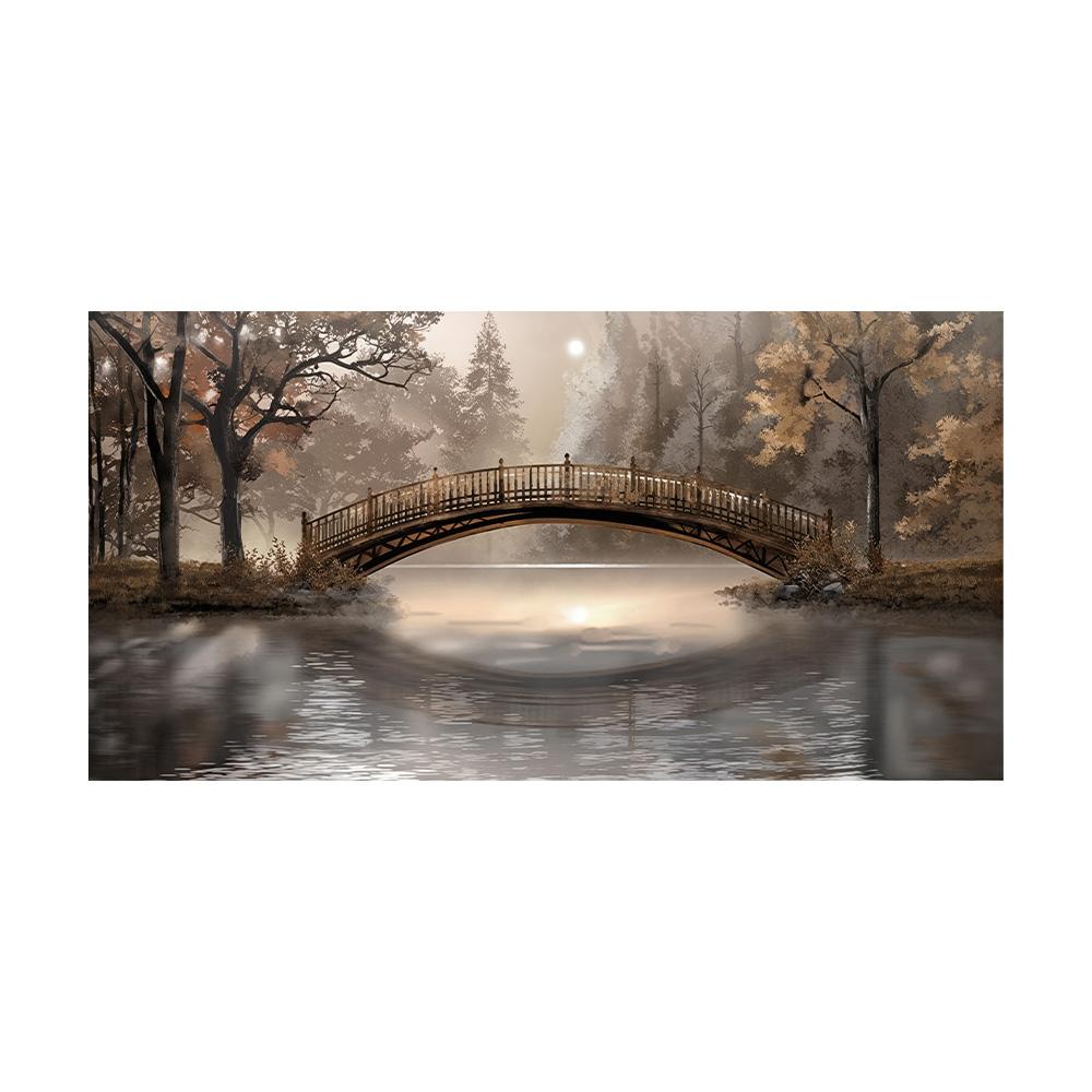 

Винтажный пейзаж Холст Настенное искусство Мост Закат Дерево Гора Принт Прибрежный пейзаж Картина Декор гостиной в стиле фермерского дома 50x100cm