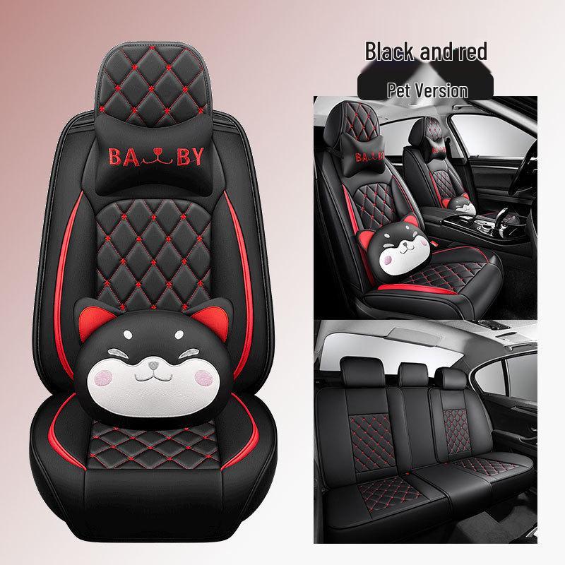 2022 Korona Uniwersalna Skórzana Poduszka na Fotel Samochodowy z Wzorem Diamentowym - Na Cały Rok, Pełne Pokrycie