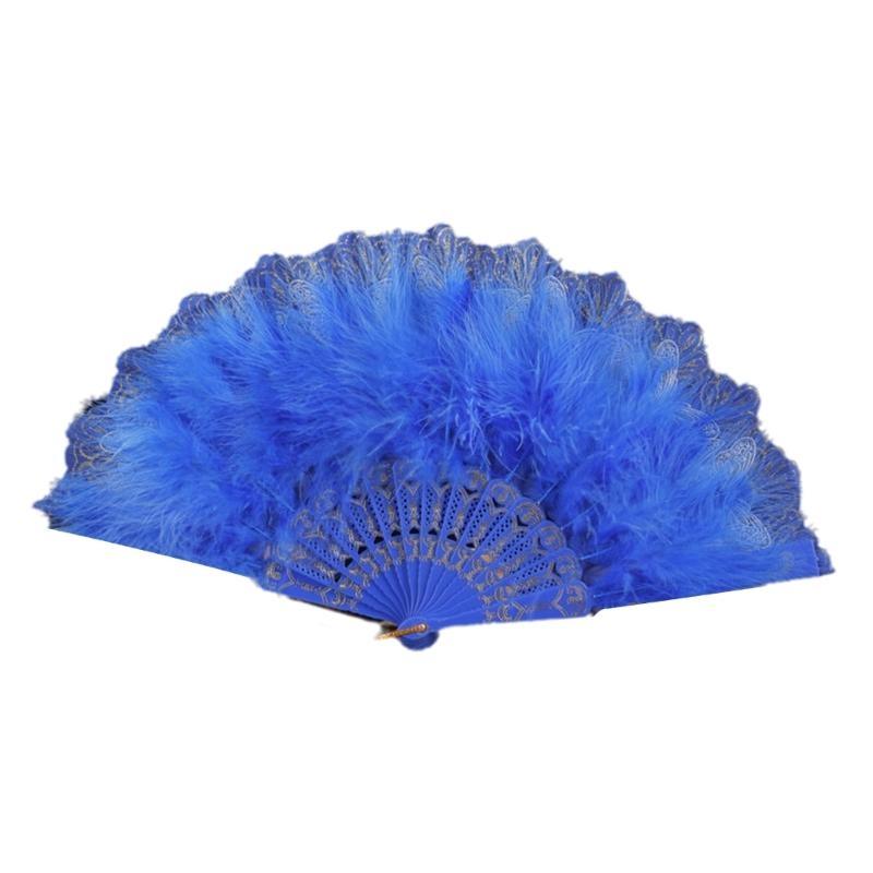  Women's Feathered Fan Vintage 1920s Styles Flapper Folding Handheld Lace Fan for Wedding and Halloween Cosplay Party