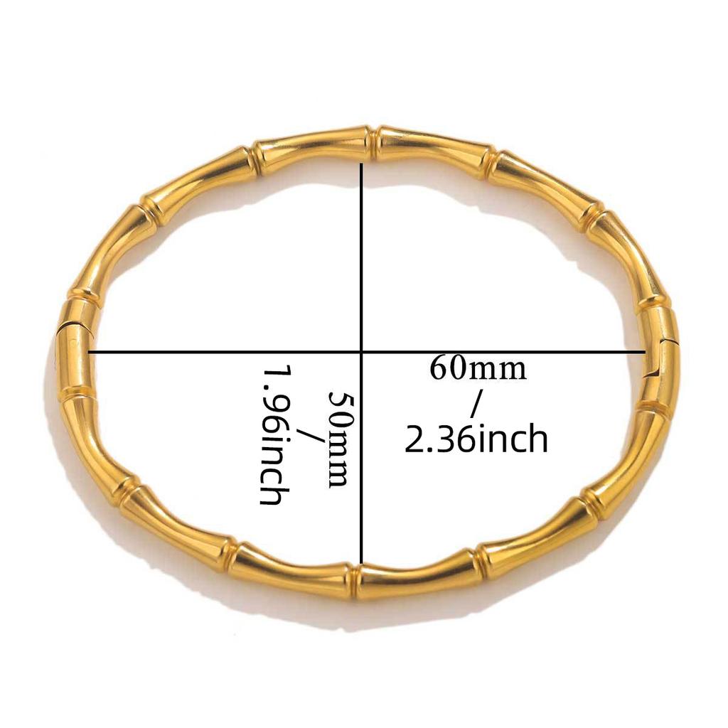 Gold Color Stainless Steel Bamboo Cuff Bracelets for Women Luxury Wedding Jewelry Female Bangles Gift