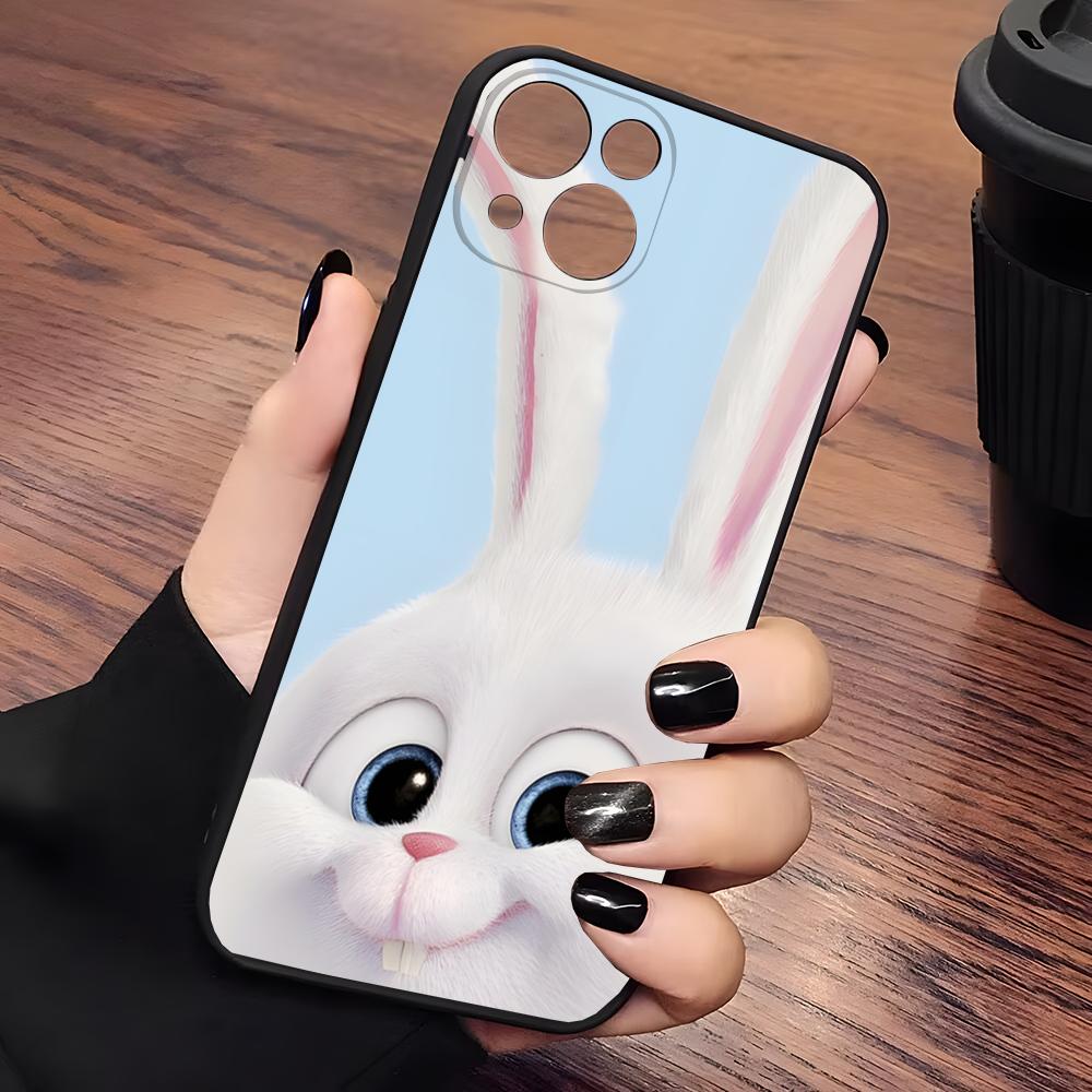 Cute Cartoon Rabbit Snowball Phone Case Matte Transparent For Iphone 16 15 Max 14 13 Mini 12 Pro 7 8 11 XR Xs X Plus Back Cover