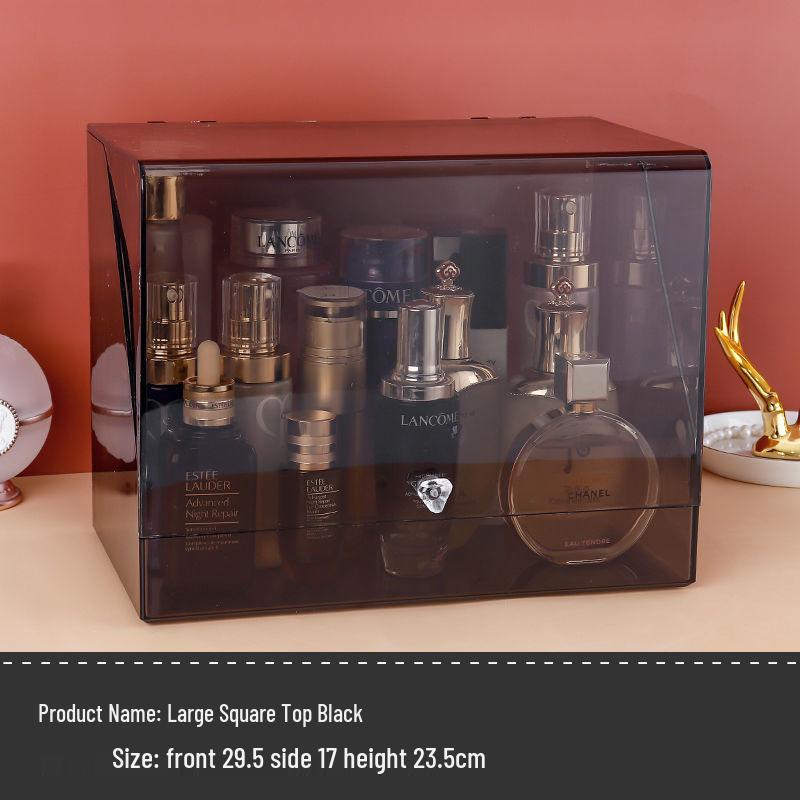 Organizator cosmetic transparent rezistent la praf cu capacitate mare pentru rujuri și produse de îngrijire a pielii