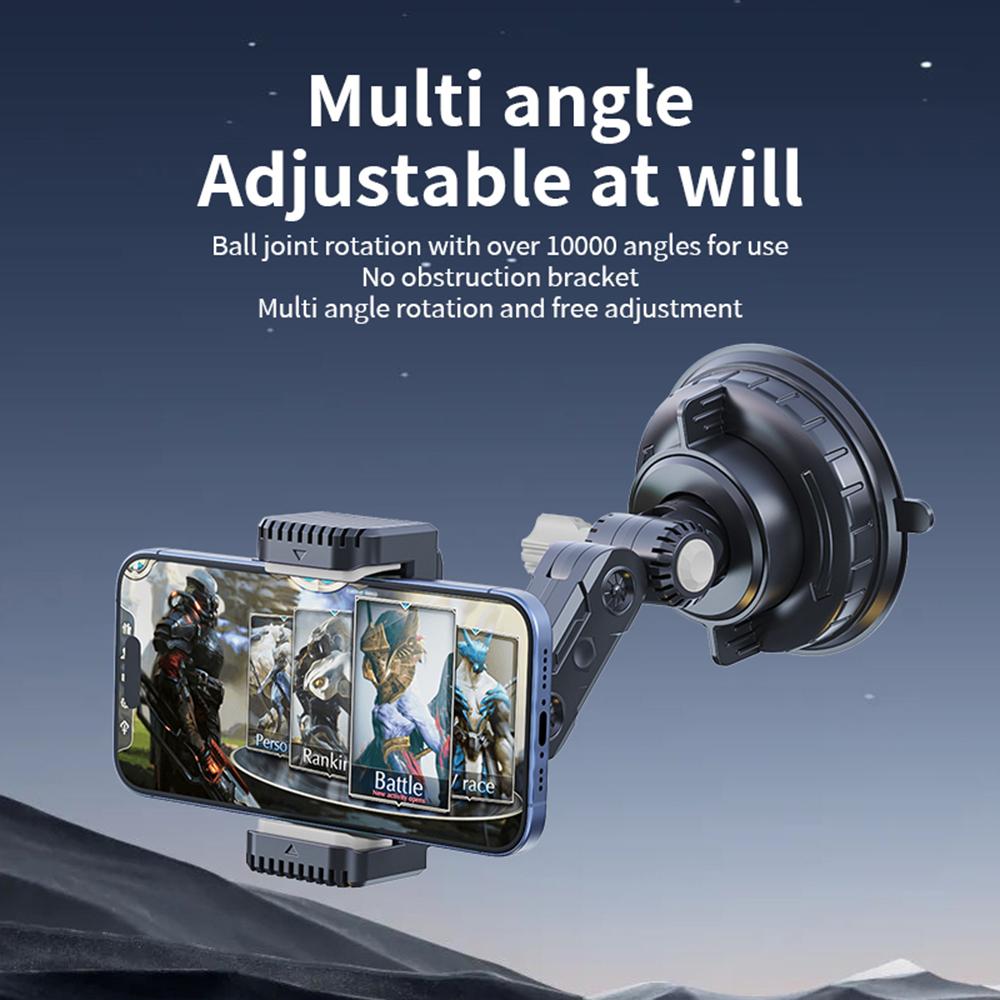 Car Dashboard Phone Holder with Large Suction Cup Navigation Mount Selfie Video Recording Live Streaming In-Car Mounting Bracket