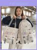 Girls Candy Color Contrast Large Capacity Nylon Backpack With Water Resistant Features For School Use