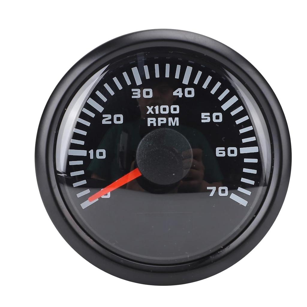 52mm 7000RPM Tachometer with Hourmeter Dynamic 7 Color Backlight DC 9-32V RPM Gauge Versatile Ratio Calibration for Truck Tractor Car RV Boat (White