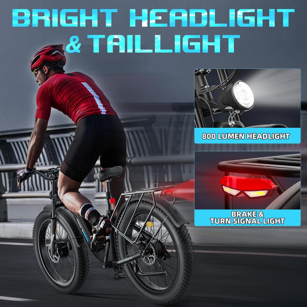 Freesky M540 Electric Bike, 2 * 160NM Dual Motor, 48V 23AH Battery, 26*4.0'' Tires, 32MPH, LCD Display, Hydraulic Brakes