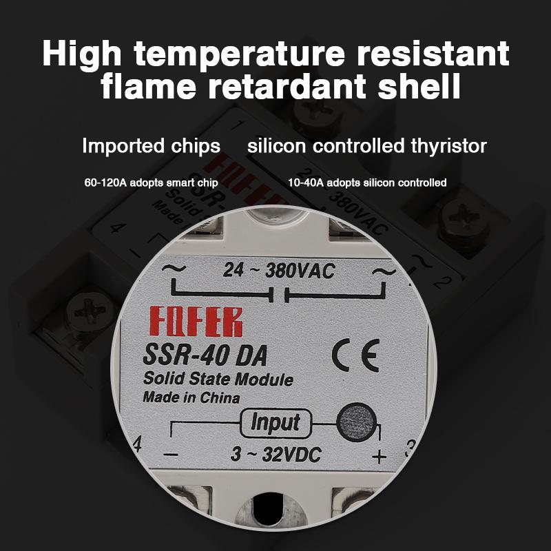 10A SSR 25A Solid State Relay 40A Output 3-32VDC 24-480VAC 220V Single Phase DC TO AC 40A Relay SSR HeatSink SSR 40DA Relays 5