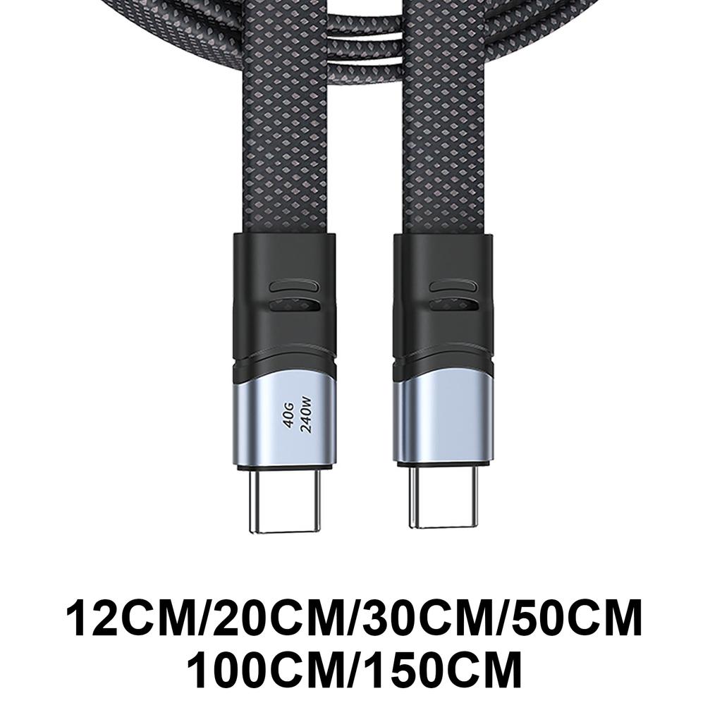 240W USB C to USB C Charging Cable Flat Nylon Cord Data Sync Charging Cord Efficient Type C Cord Fast For Phone 15 Pad