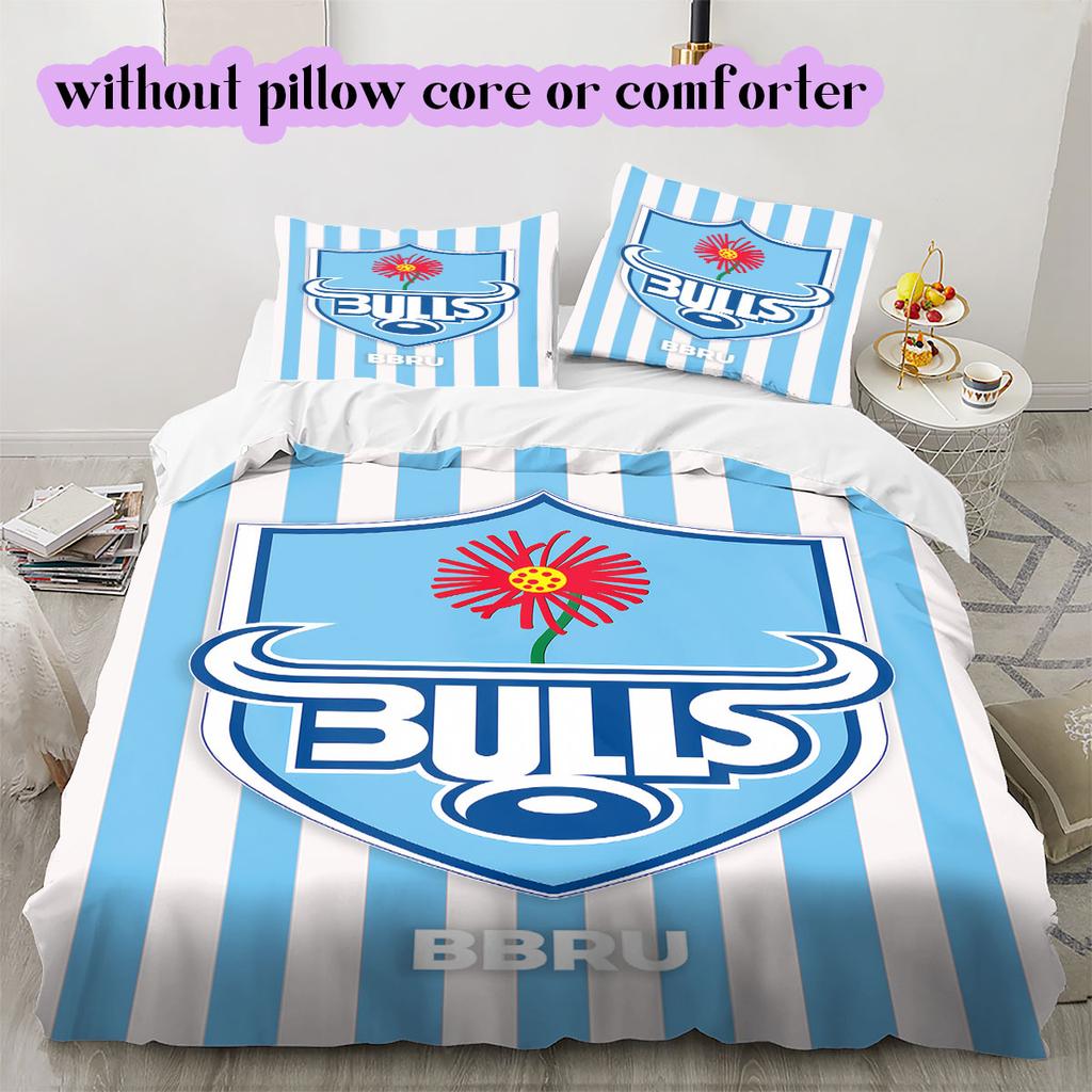 The Bulls rugby Pattern Bedding,Quilt Set Quilt Cover Pillowcase Home Birthday Gift (1*duvet cover+2*pillowcase,without core)