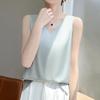 Versatile Women's Satin Camisole: Front V, Round Back, Sleeveless, Wide Straps—perfect Under a Suit, Silky Finish with an Elegant Back.