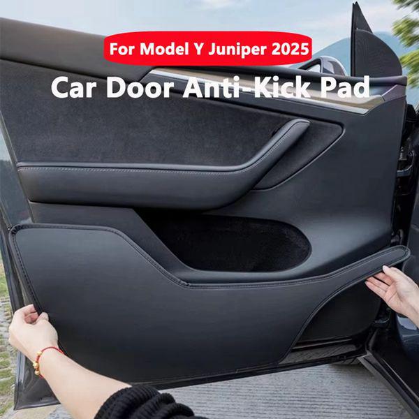 Tesla Model T PU Leather Car Door Kick Mats, 4 Colors Available: Black