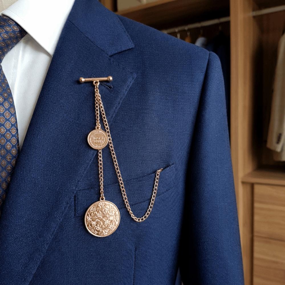 Classic Vest Suit Chain Vintage Collar Pins Silver Tassel Chain Brooches  Formal Attire