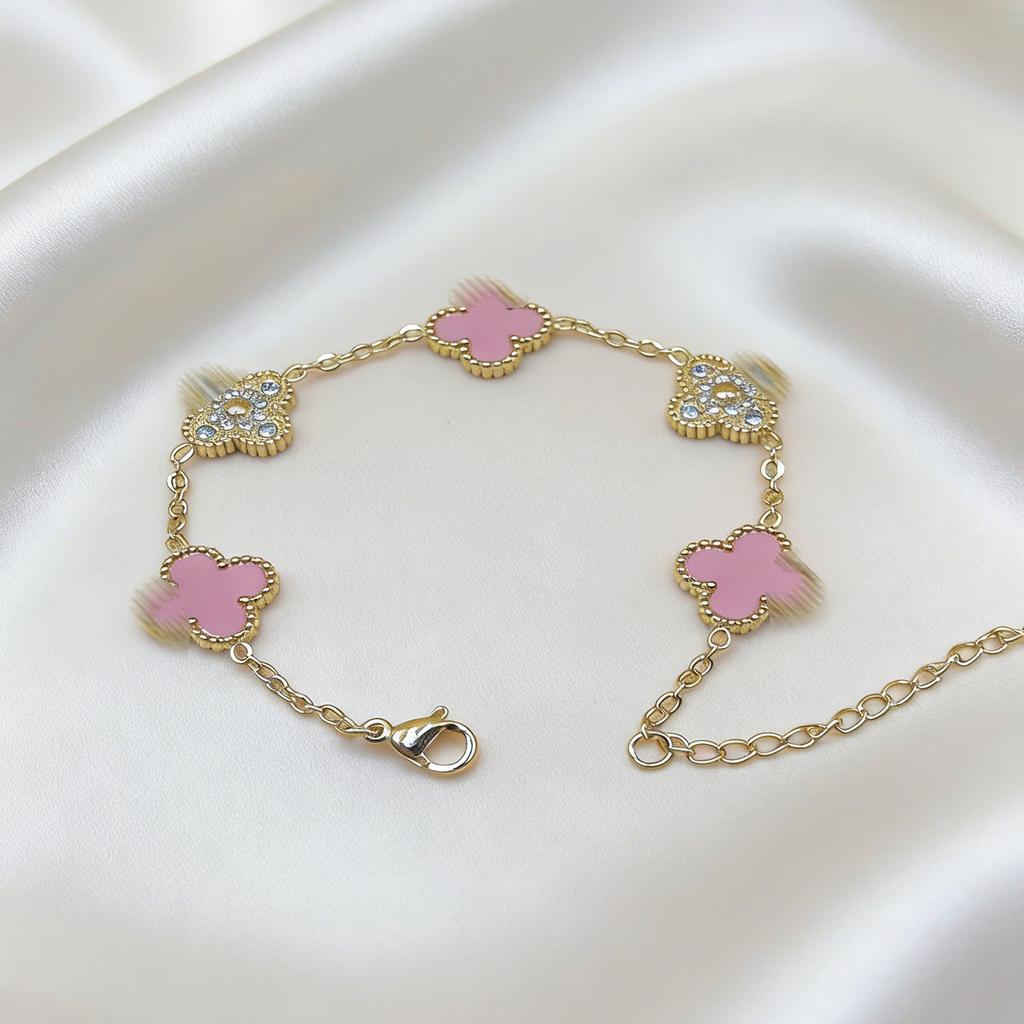 High-end Titanium Steel Four-leaf Clover Bracelet Fashion Classic Women's Zircon Bracelet