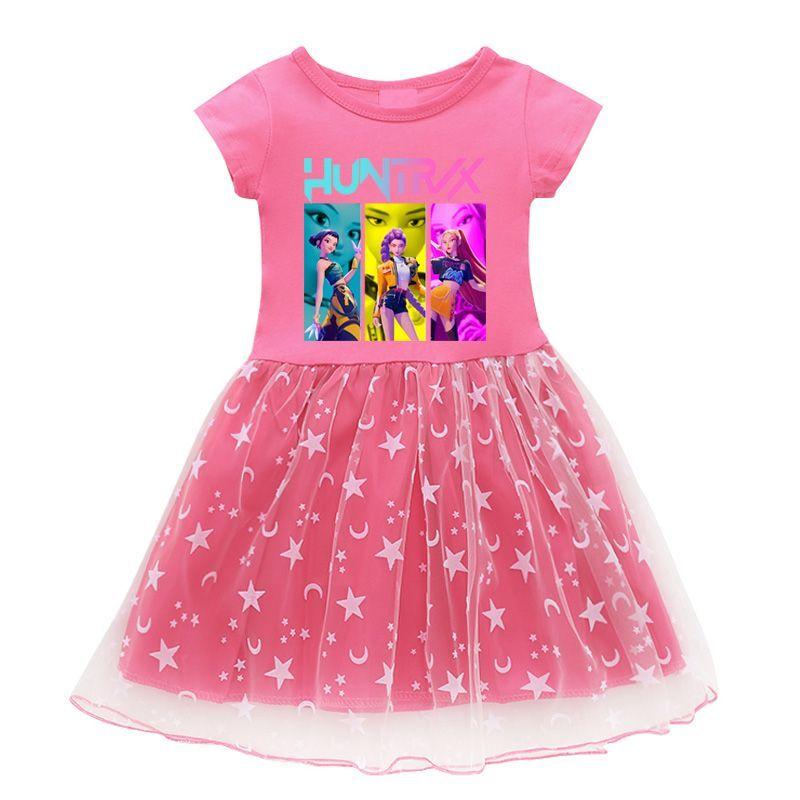Vestido de K-Pop para Niñas "Hunter": Vestido de Princesa de Tul de Manga Corta para Niñas de Verano