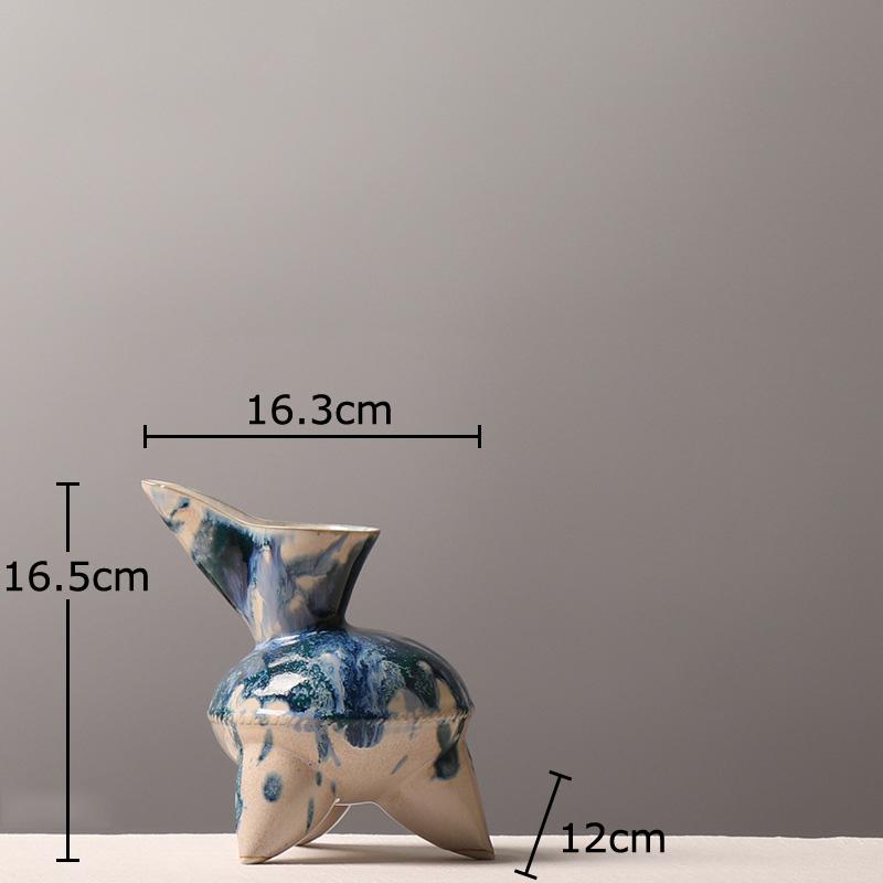 

Blue Painted Three Legged Artwork Abstract Ornaments Desk Decoration Modern Crafts Ceramic Sculpture Room Aesthetics Decor