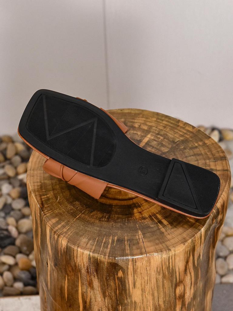 Women's Plus Size 2025 Summer Casual One-Strap Pleated Flat Slippers - Fashionable & Comfortable