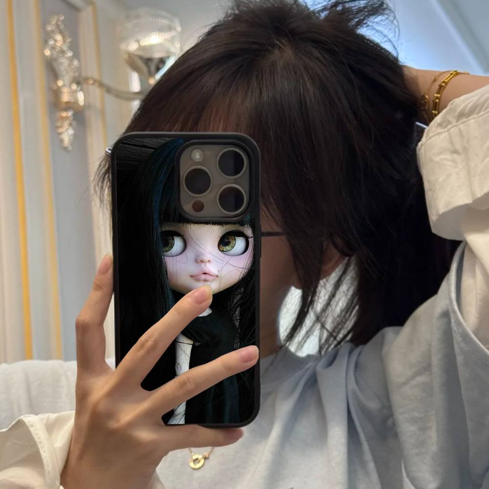 Dark Cute Girl Doll  Hard Plastic Phone Case For Iphone 17 Air 16 15 14 13 12 11Pro Max PC TPU Cover