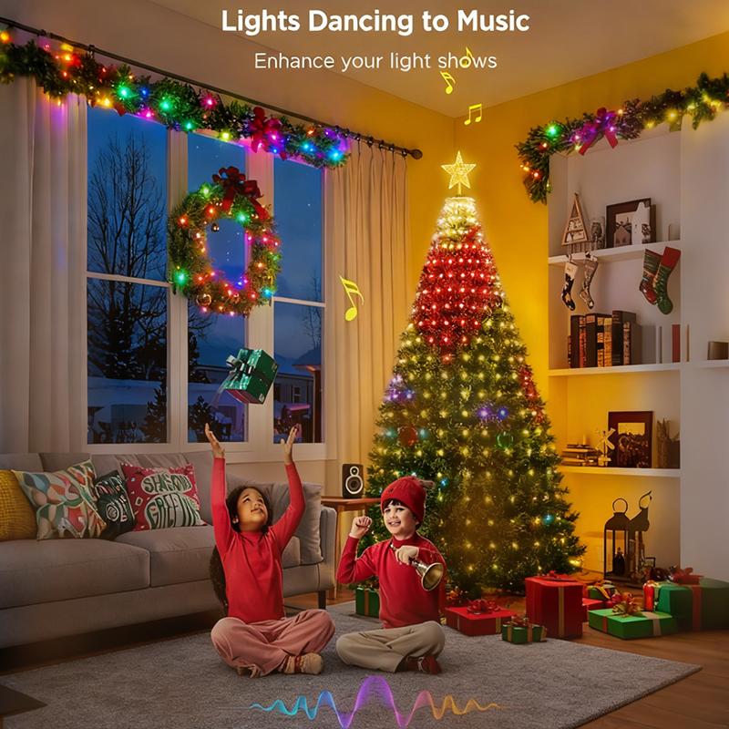 400-800LEDs Smart Christmas Tree Lights LED RGB String Lights DIY Color Pattern Music Sync Waterproof for Christmas Tree Decor