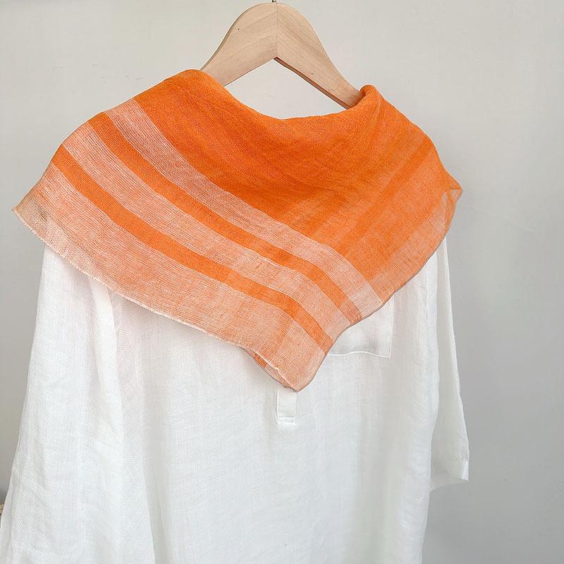 Young Women's Pink Linen Neckerchief: Versatile, Breathable, Thin Scarf for Neck Protection and Warmth