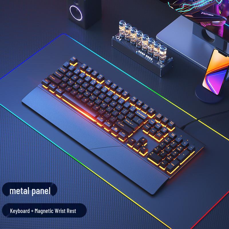 Silent Mechanical-Feel Wired Keyboard & Mouse Set for Gaming and Office