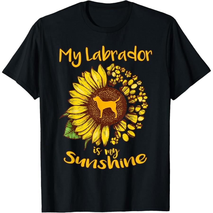 Labrador Retriever Dog My Sunshine Sunflower Dog Paw Puppy Men Women Kids T-Shirt S