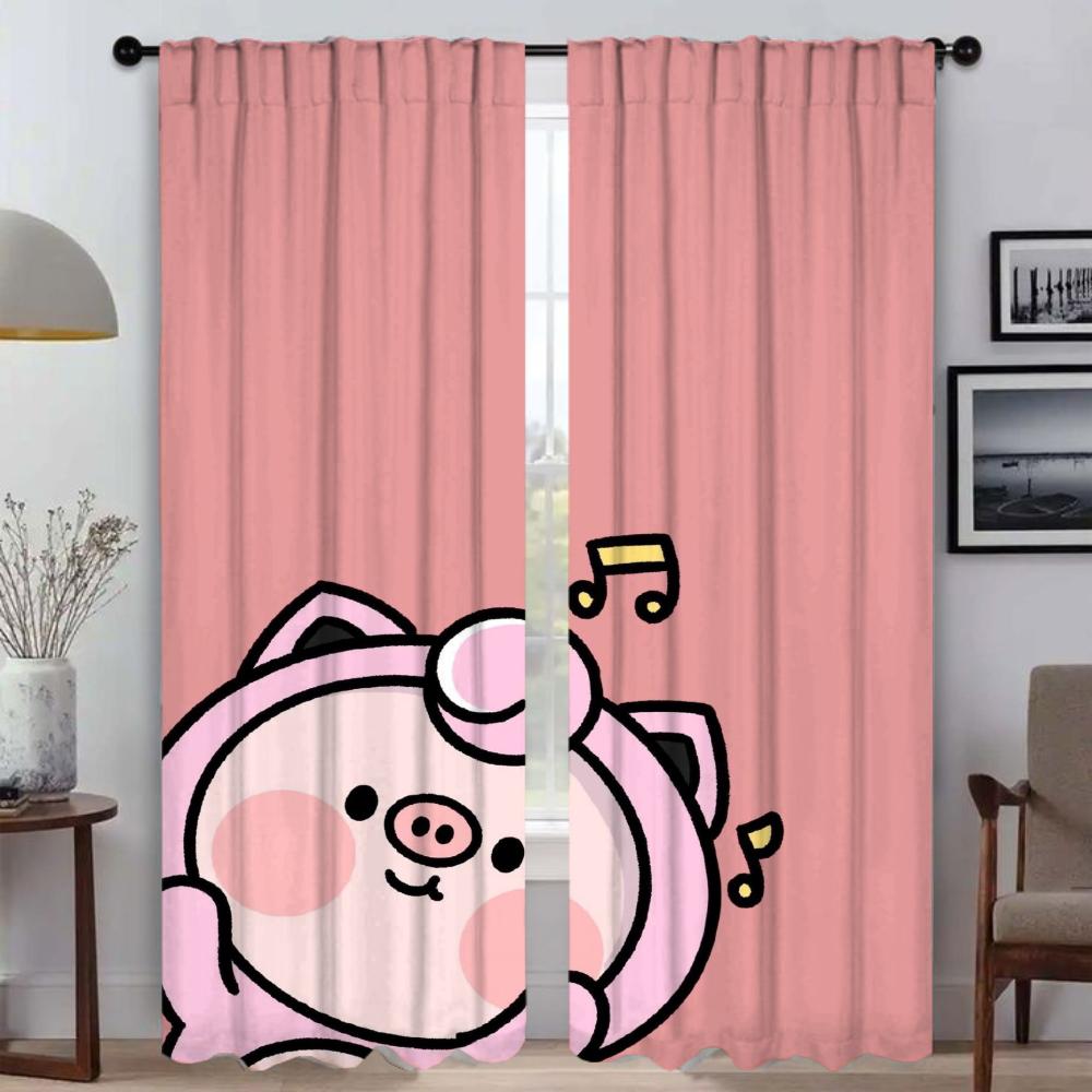

Розовые свиньи Шторы для гостиной Шторы Тюль для спальни Перегородка Хэллоуин Украшения для дома Интерьер Шторы для кухни W50xH70cmx2pcs-CL