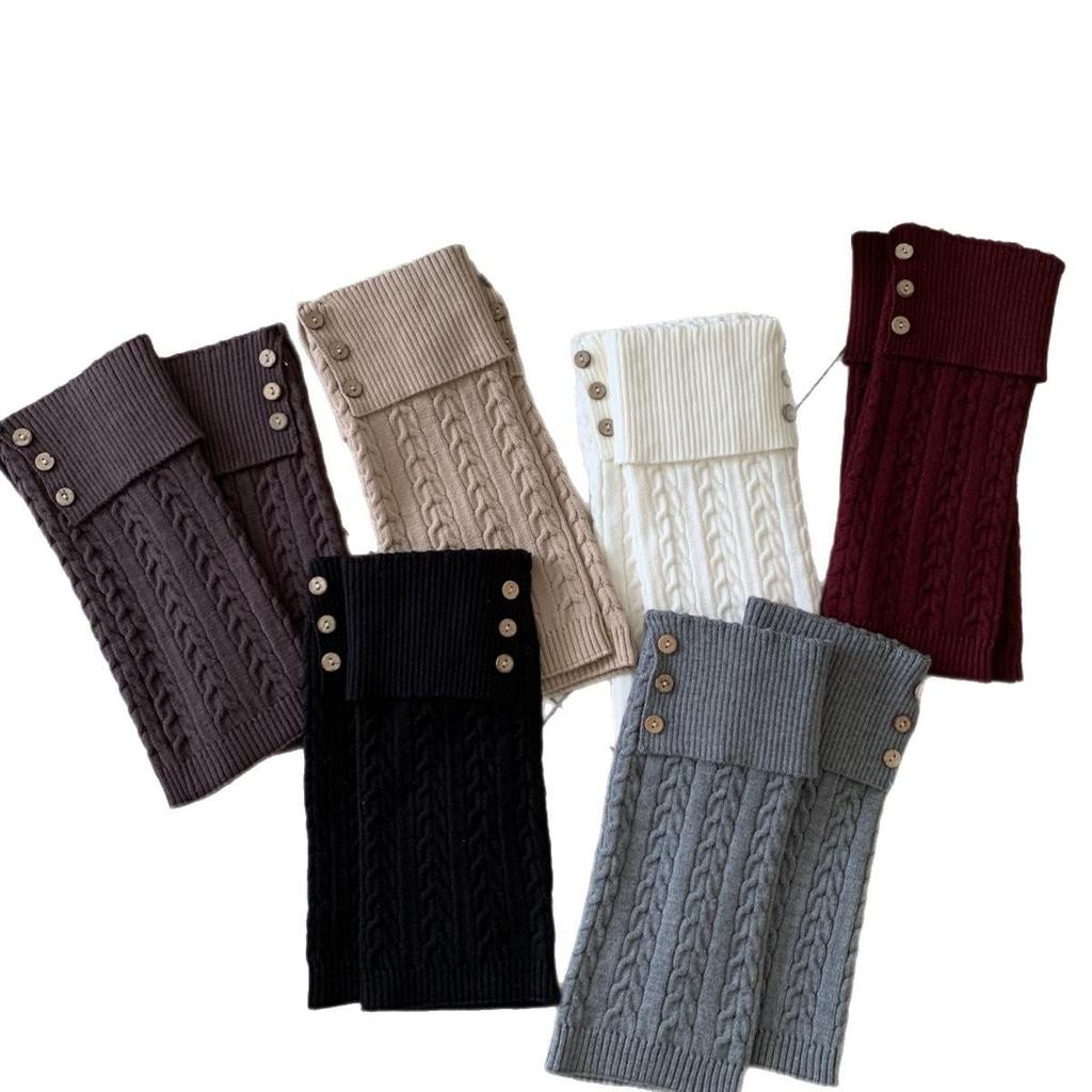 Retro Cable Knit Button Fold-Over Leg Warmers: Slim Fit Calf Socks for Fall & Winter Runway Fashion