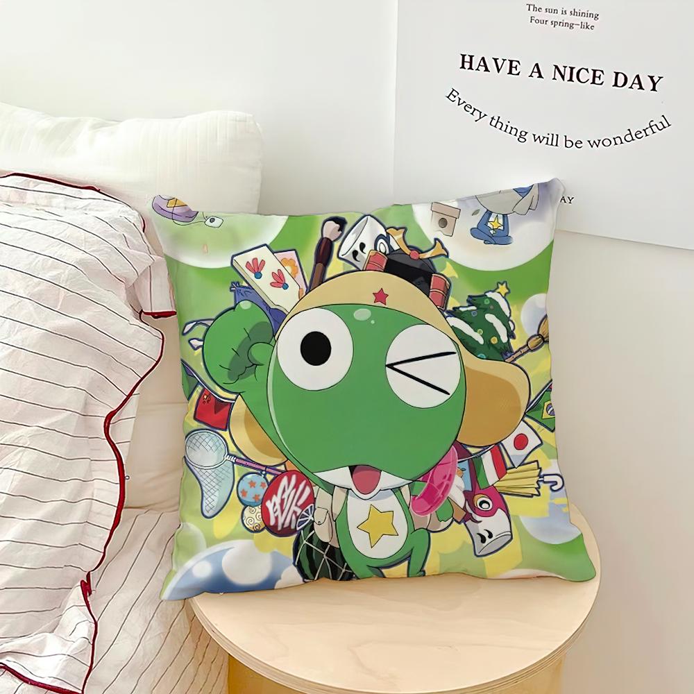 Funny Cartoon Keroro Gunsou Frog Pillow Case Sofa Living Room Bedroom Headboard Backrest Cushion Square Cushion Nap Time