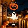 Indoor Party Atmosphere Sign Halloween Wooden Hanging Ornament, Jack-o'-Lantern Ghost Bat 3-Tier String Door Hanger, Cute Easy Install Hemp Rope Wood