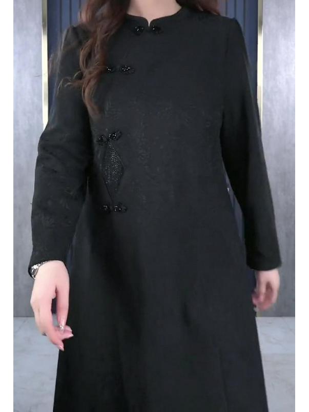 2025 Modern Chinese Style Plus Size Cheongsam with Stand Collar - Elegant, Loose, Slimming, Popular for Moms