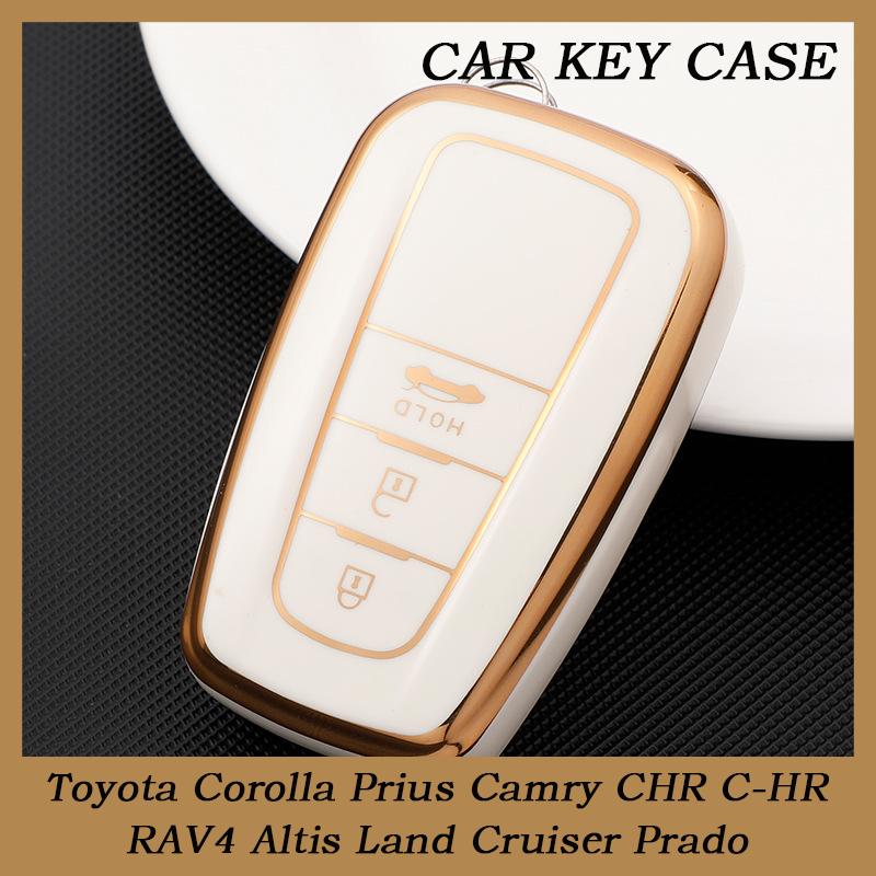 

Fashion 2/3/4/ buttons TPU Car Remote Key Case Cover Shell Fob For Toyota Corolla Prius Camry CHR C-HR RAV4 Altis Land Cruiser Prado Keyless 2 buttons червоний