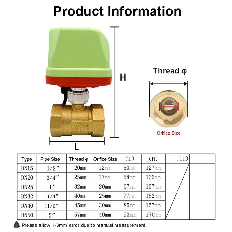 1/2" 3/4" 1" 2" IP65 Waterproof Motorized Ball Valve 220V 12V 24V Brass Electric Ball Valve 3 Wire/2 Wire Ball Valves