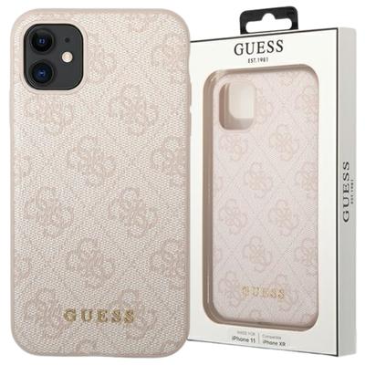 Guess Guhcn61G4Gfpi Iphone 11 / Xr 6,1Różowy/Pink Twarde Etui 4G Metalowe Złote Logo
