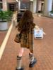 Women's Retro Plaid Knit Cardigan - Autumn/Winter Loose Fit Korean Style Sweater Coat