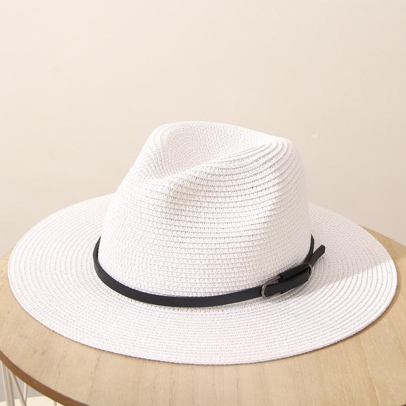 JYL TS DIY Panama Straw Hat White Belt Decor Sun Protection Woven Straw