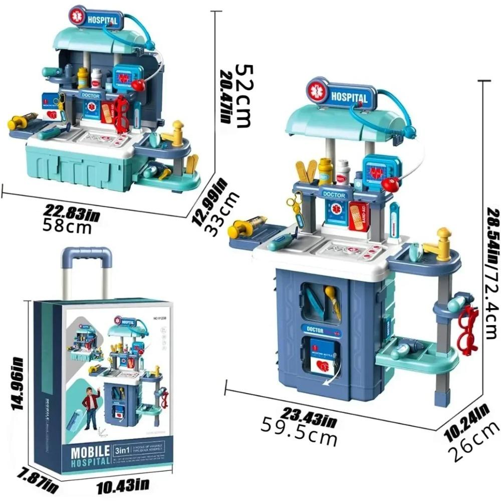 Kit Medico Giocattolo 3 in 1 Gioco di Finzione Set Medico Valigetta Playset Giocattoli per Gioco di Ruolo Stetoscopio & Strumenti Medici per Bambini Ragazzi Ragazze