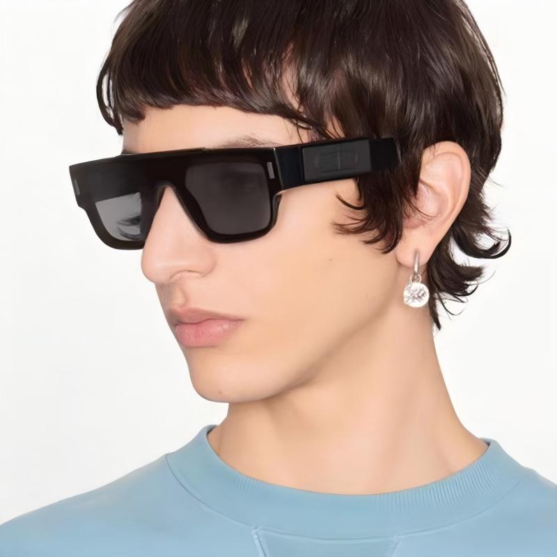 Trendy green square frame sunglasses new fashion stage show sunglasses retro street shooting concave modelling glasses