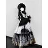 Gotische Lolita Stijl Ming Dynastie Hanfu Set, Verbeterde Kruis-Hals Pipa Mouw Top & Paardengezicht Rok