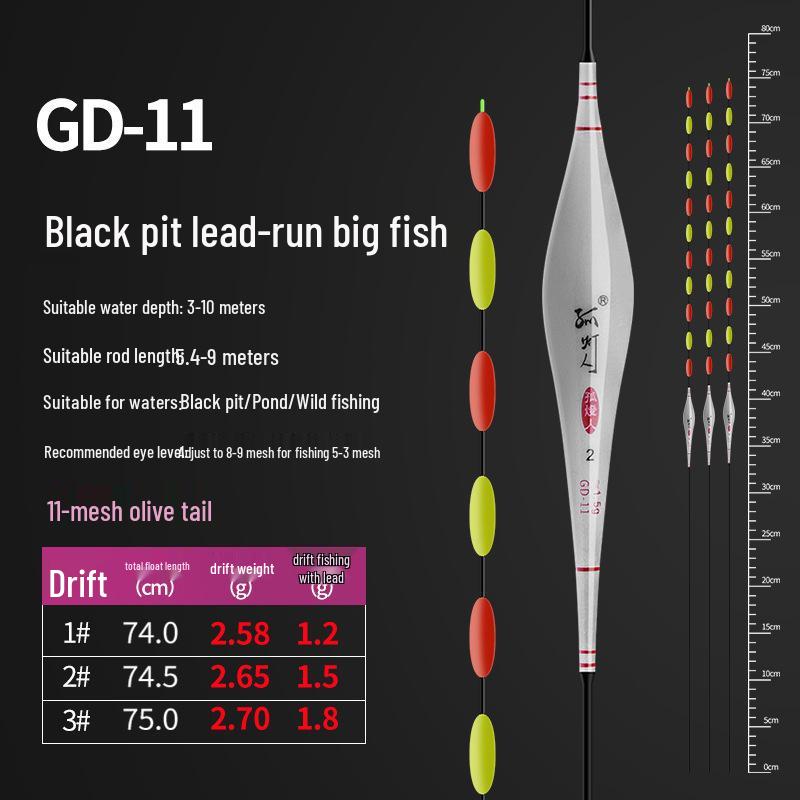 High Sensitivity Thickened Lead-Free Fishing Float for Crucian Carp - Eye-Catching, Self-Standing Design for Big Fish