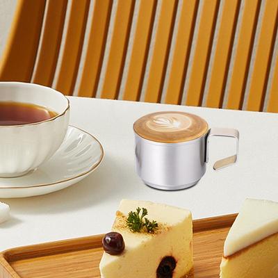 Kaffeebecher mit Henkel Edelstahl Doppelwandig Teetasse Stapelbarer Trinkbecher mit Henkel Camping Trinkgeschirr für Zuhause