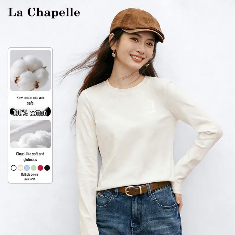 La Chapelle Women s Pure Cotton Cat Print Loose-Fit Long-Sleeve T-Shirt M