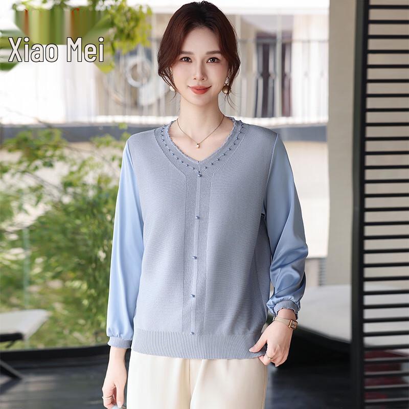 Xiaofu Women s Gauze Sleeve V-Neck T-Shirt 110